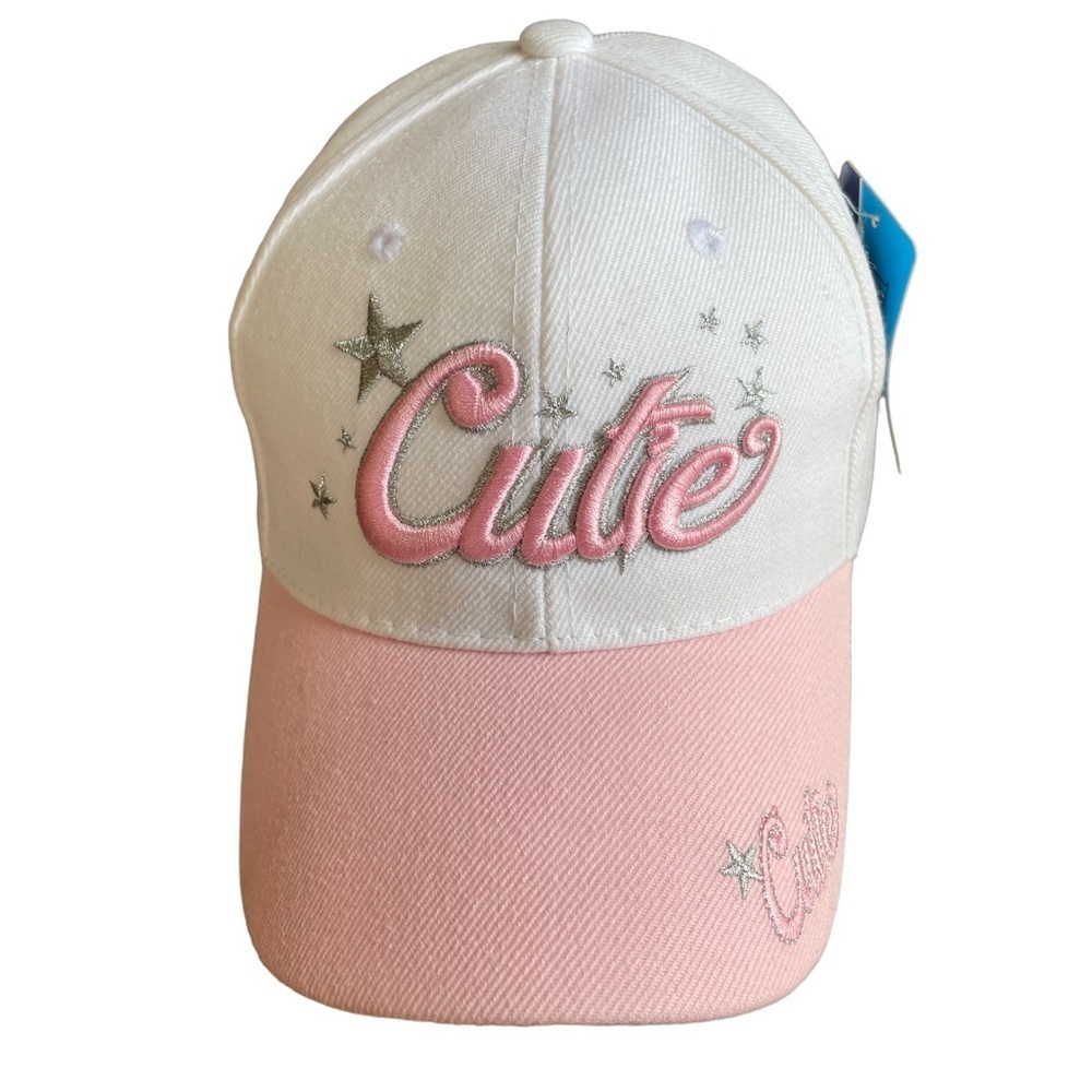Cutie Embroidered Pink &White Baseball Hat Cap. New with tags. One Size